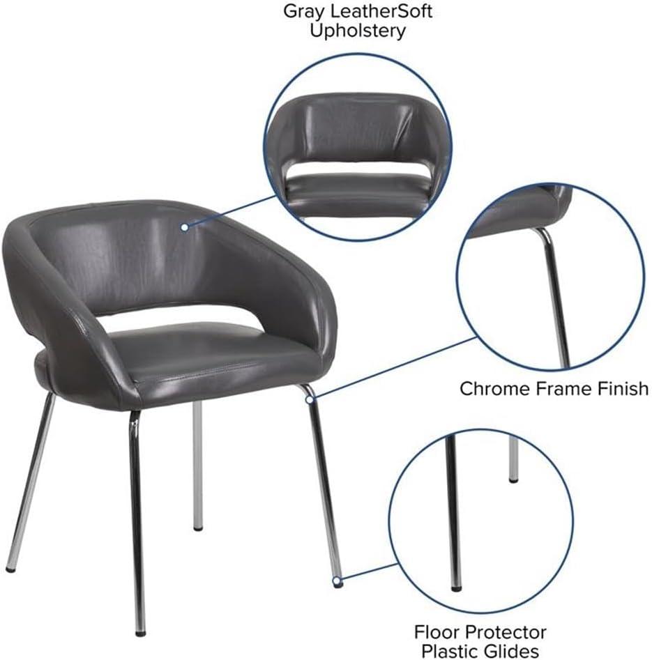 imageFlash Furniture Fusion Series LeatherSoft Upholstered Side Reception Chair Retro Padded Lounge Chair for Living Room or Office WhiteGrey