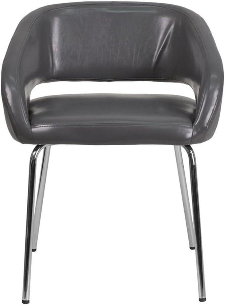 imageFlash Furniture Fusion Series LeatherSoft Upholstered Side Reception Chair Retro Padded Lounge Chair for Living Room or Office WhiteGrey