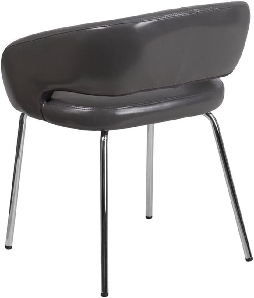 imageFlash Furniture Fusion Series LeatherSoft Upholstered Side Reception Chair Retro Padded Lounge Chair for Living Room or Office WhiteGrey
