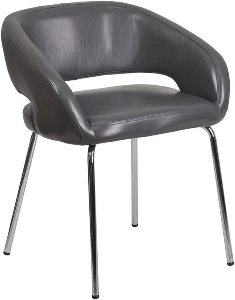 imageFlash Furniture Fusion Series LeatherSoft Upholstered Side Reception Chair Retro Padded Lounge Chair for Living Room or Office WhiteGrey