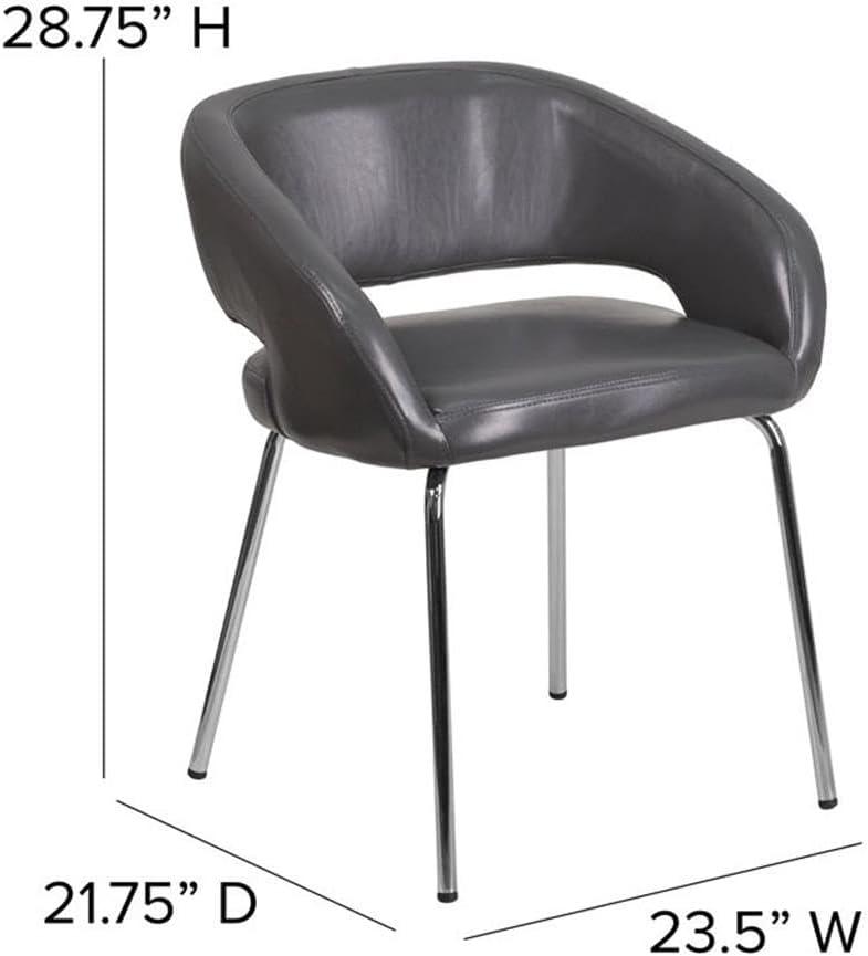 imageFlash Furniture Fusion Series LeatherSoft Upholstered Side Reception Chair Retro Padded Lounge Chair for Living Room or Office WhiteGrey