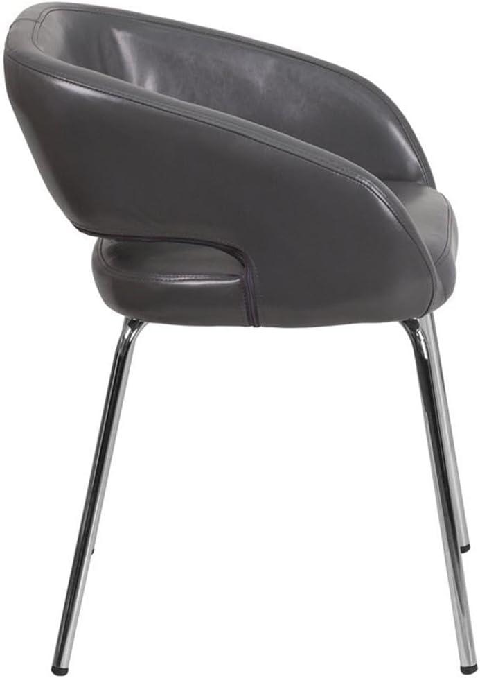 imageFlash Furniture Fusion Series LeatherSoft Upholstered Side Reception Chair Retro Padded Lounge Chair for Living Room or Office WhiteGrey