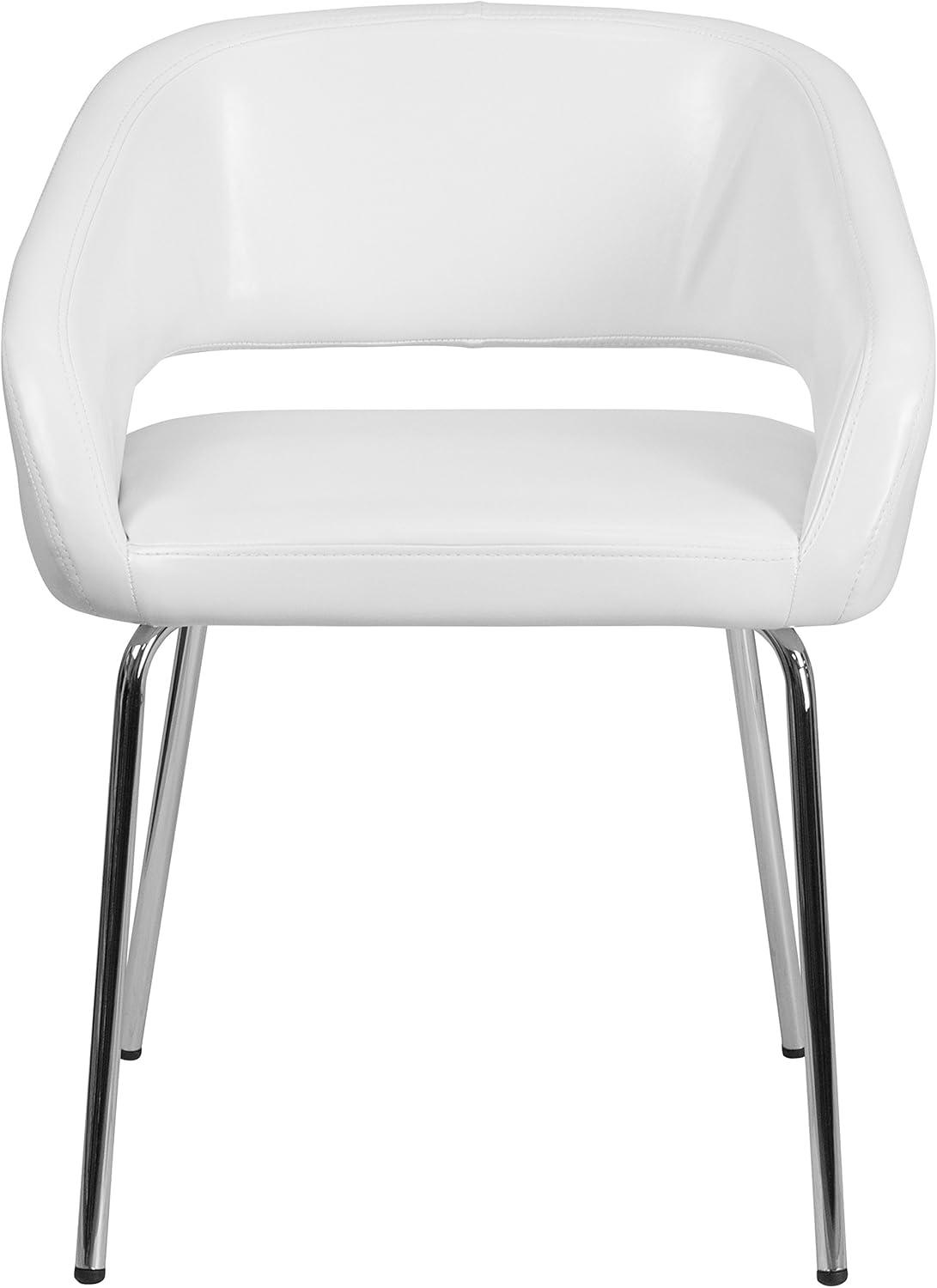imageFlash Furniture Fusion Series LeatherSoft Upholstered Side Reception Chair Retro Padded Lounge Chair for Living Room or Office WhiteWhite