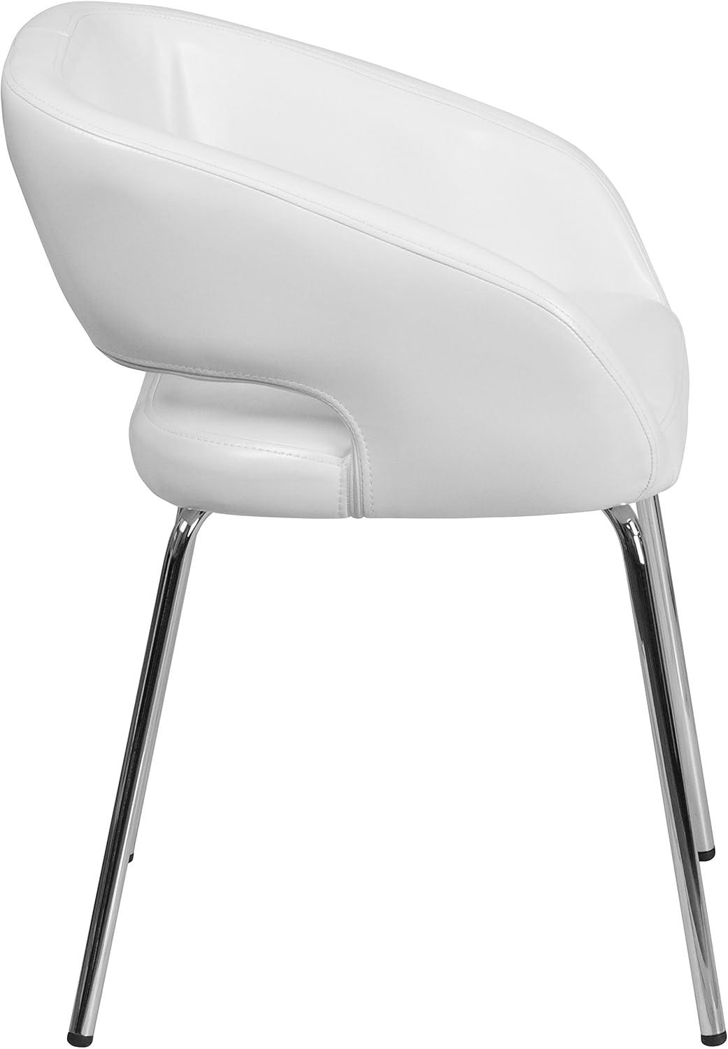 imageFlash Furniture Fusion Series LeatherSoft Upholstered Side Reception Chair Retro Padded Lounge Chair for Living Room or Office WhiteWhite