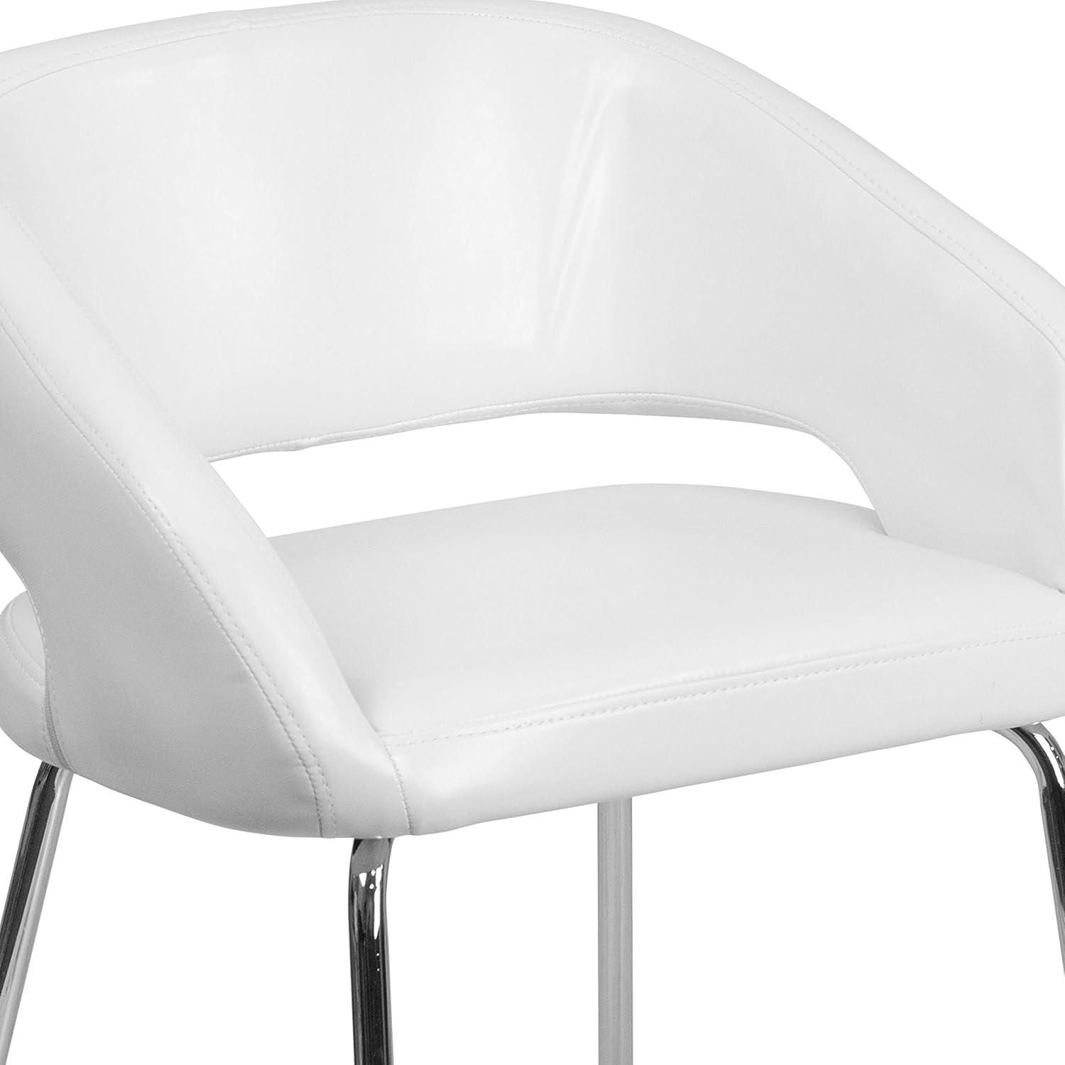 imageFlash Furniture Fusion Series LeatherSoft Upholstered Side Reception Chair Retro Padded Lounge Chair for Living Room or Office WhiteWhite