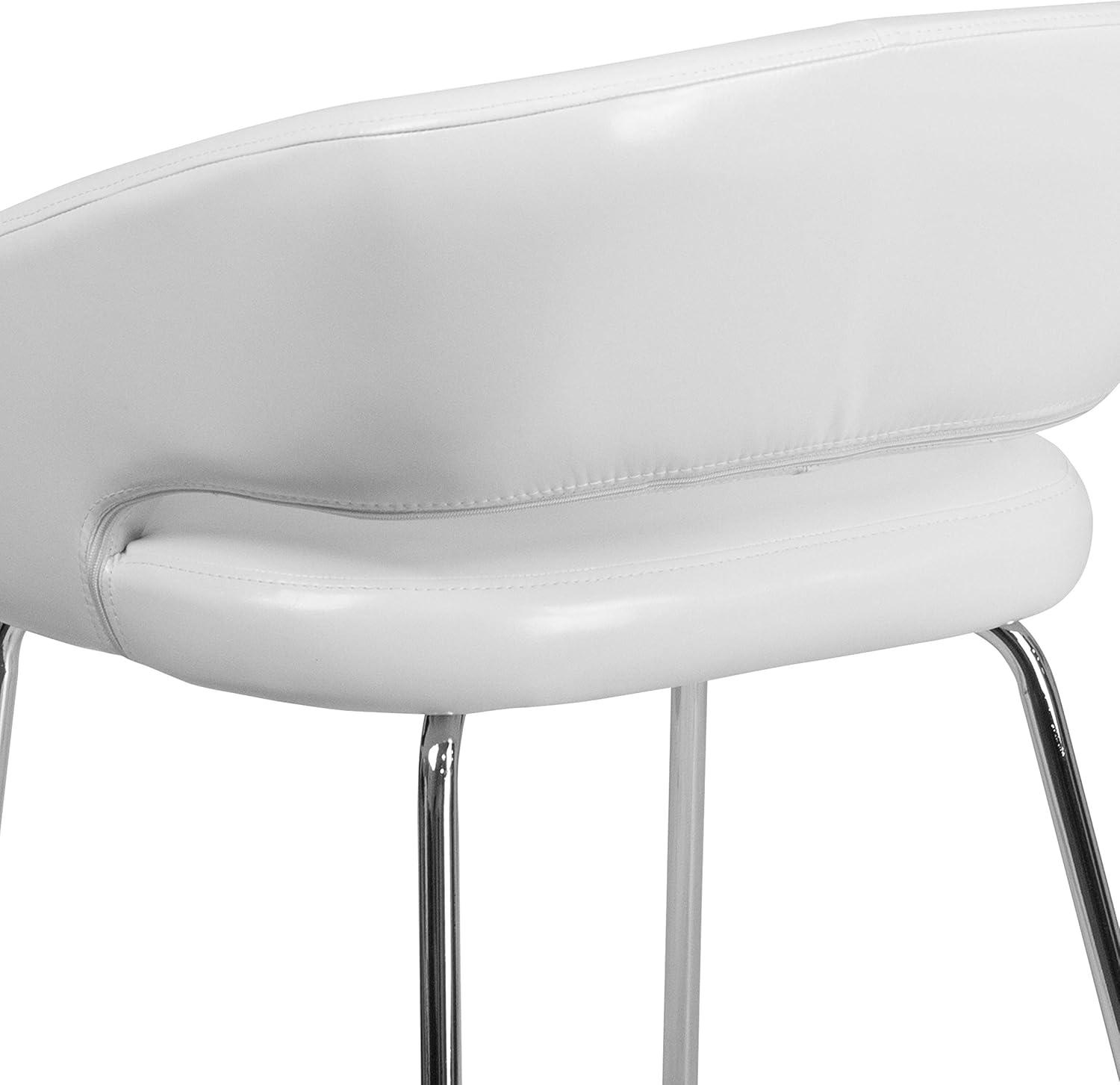 imageFlash Furniture Fusion Series LeatherSoft Upholstered Side Reception Chair Retro Padded Lounge Chair for Living Room or Office WhiteWhite