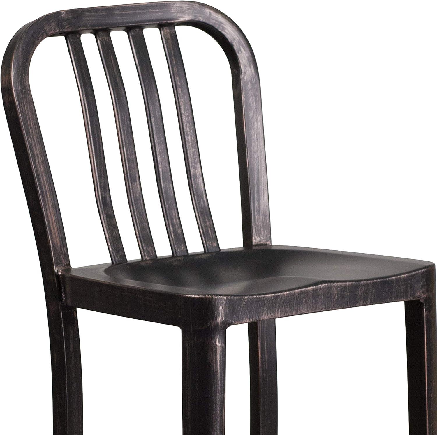 imageFlash Furniture Gael 30quot Commercial Metal Barstools with Footrest Vertical Slat Back Bar Height Stools for Restaurants and Kitchens Set of 2 SilverBlackantique Gold