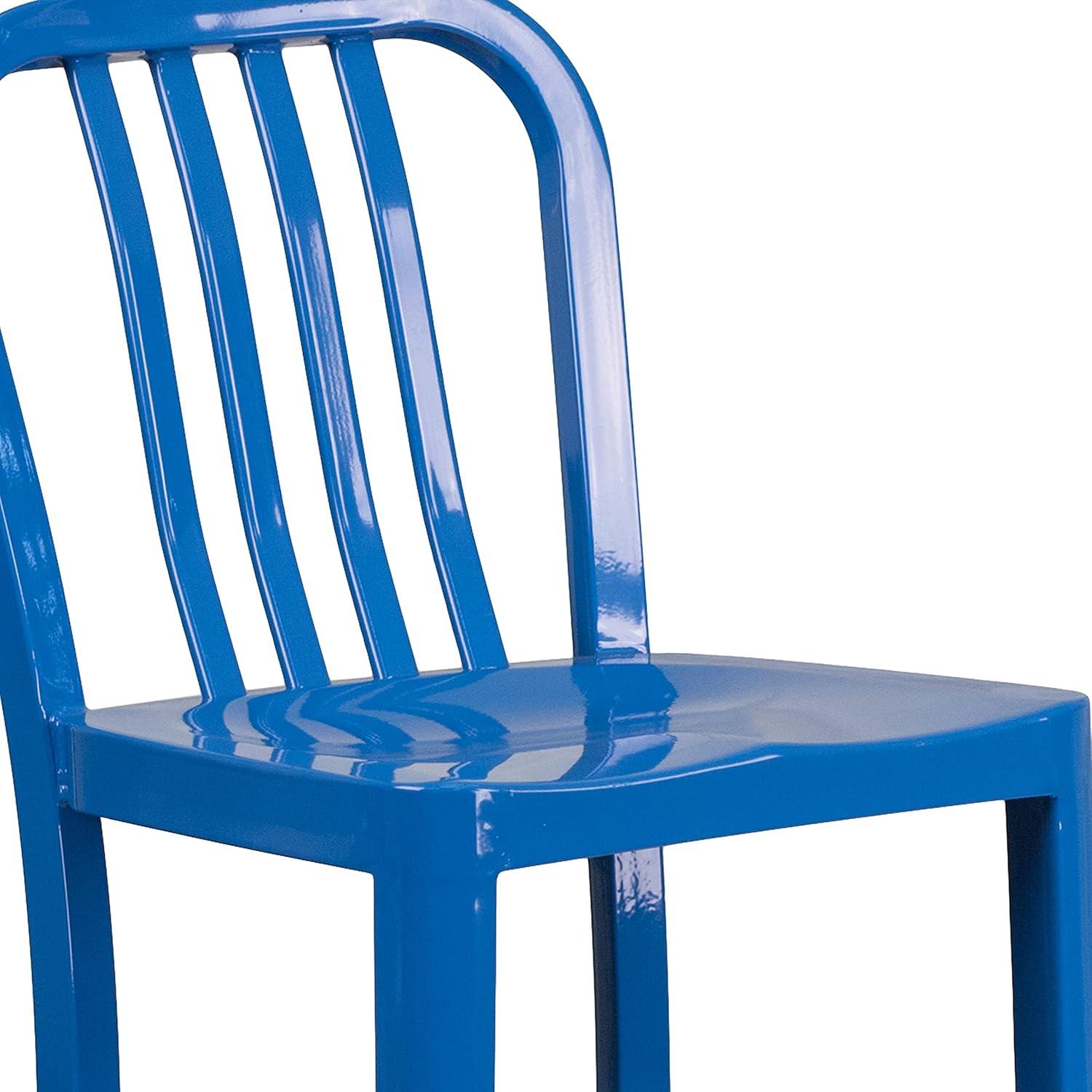imageFlash Furniture Gael 30quot Commercial Metal Barstools with Footrest Vertical Slat Back Bar Height Stools for Restaurants and Kitchens Set of 2 SilverBlue