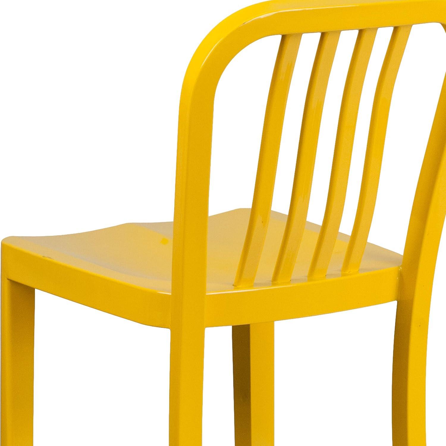 imageFlash Furniture Gael 30quot Commercial Metal Barstools with Footrest Vertical Slat Back Bar Height Stools for Restaurants and Kitchens Set of 2 SilverYellow