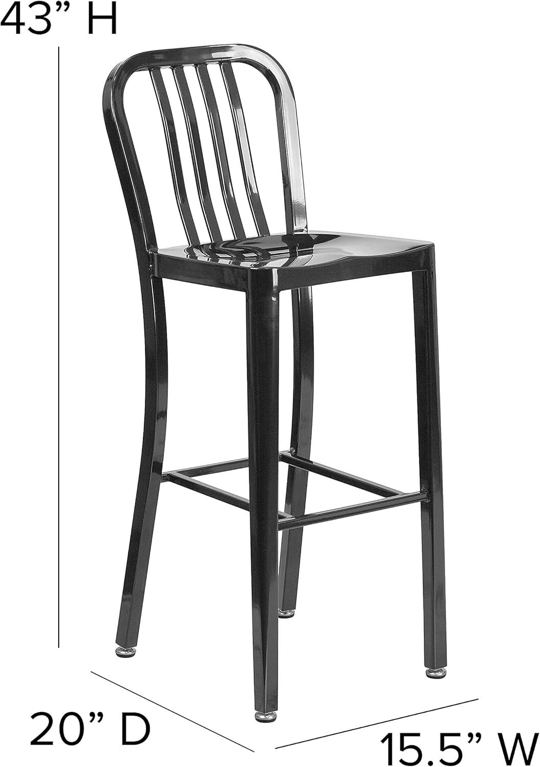 imageFlash Furniture Gael 30quot Commercial Metal Barstools with Footrest Vertical Slat Back Bar Height Stools for Restaurants and Kitchens Set of 2 SilverBlack