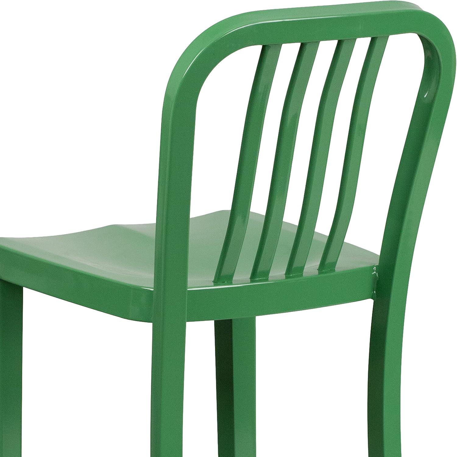 imageFlash Furniture Gael 30quot Commercial Metal Barstools with Footrest Vertical Slat Back Bar Height Stools for Restaurants and Kitchens Set of 2 SilverGreen