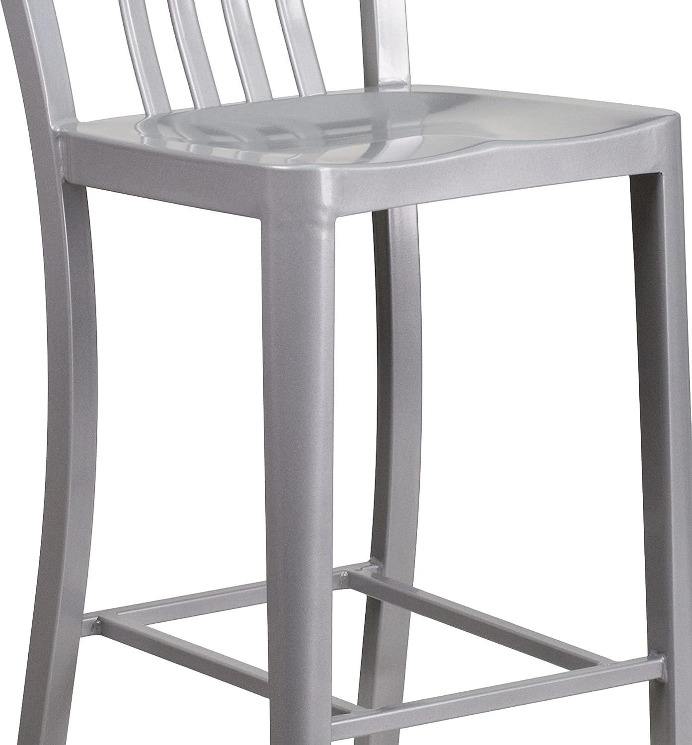 imageFlash Furniture Gael 30quot Commercial Metal Barstools with Footrest Vertical Slat Back Bar Height Stools for Restaurants and Kitchens Set of 2 SilverSilver