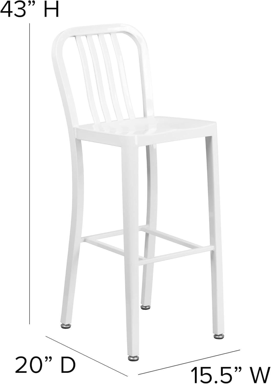 imageFlash Furniture Gael 30quot Commercial Metal Barstools with Footrest Vertical Slat Back Bar Height Stools for Restaurants and Kitchens Set of 2 SilverWhite