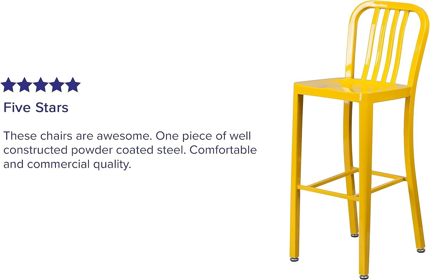 imageFlash Furniture Gael 30quot Commercial Metal Barstools with Footrest Vertical Slat Back Bar Height Stools for Restaurants and Kitchens Set of 2 SilverYellow