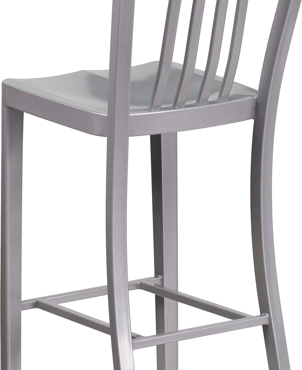 imageFlash Furniture Gael 30quot Commercial Metal Barstools with Footrest Vertical Slat Back Bar Height Stools for Restaurants and Kitchens Set of 2 SilverSilver