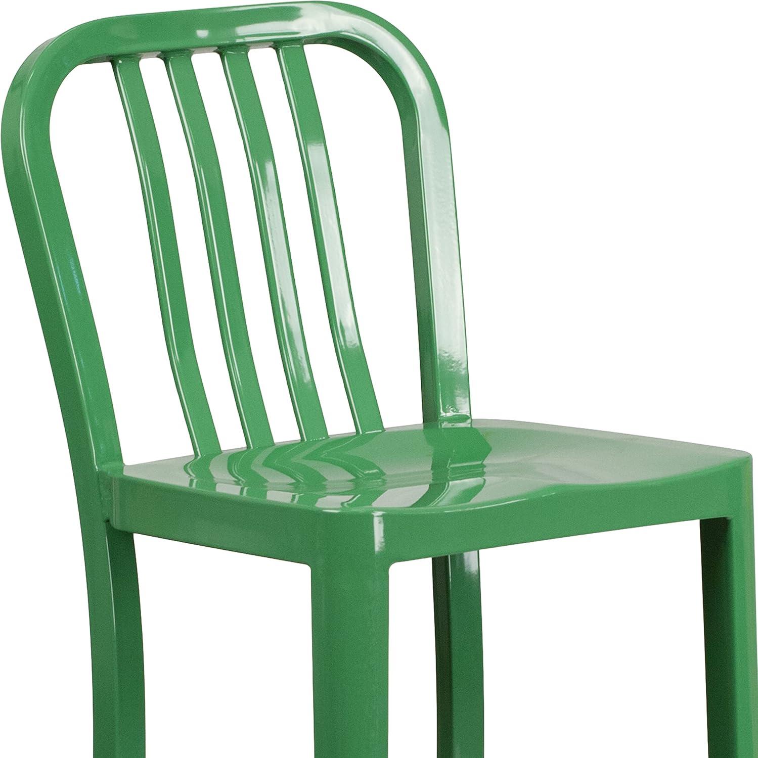 imageFlash Furniture Gael 30quot Commercial Metal Barstools with Footrest Vertical Slat Back Bar Height Stools for Restaurants and Kitchens Set of 2 SilverGreen