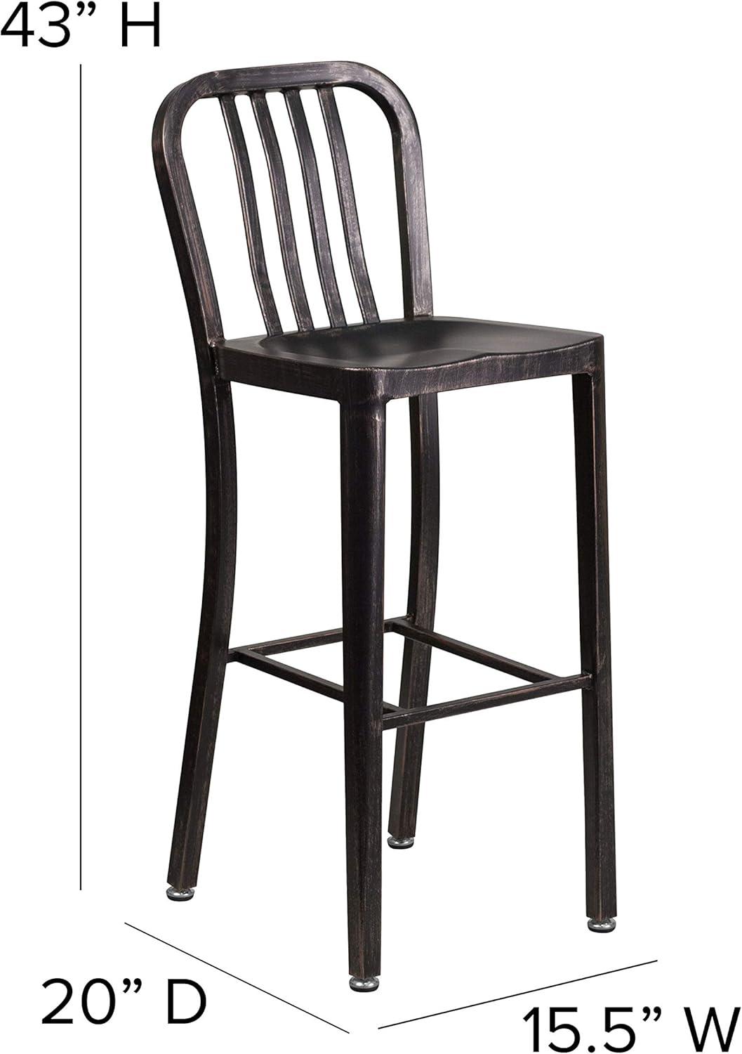 imageFlash Furniture Gael 30quot Commercial Metal Barstools with Footrest Vertical Slat Back Bar Height Stools for Restaurants and Kitchens Set of 2 SilverBlackantique Gold