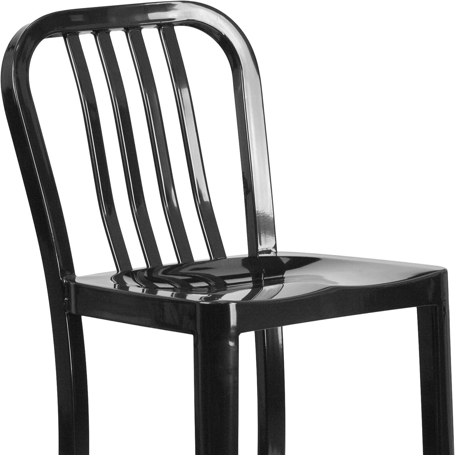imageFlash Furniture Gael 30quot Commercial Metal Barstools with Footrest Vertical Slat Back Bar Height Stools for Restaurants and Kitchens Set of 2 SilverBlack