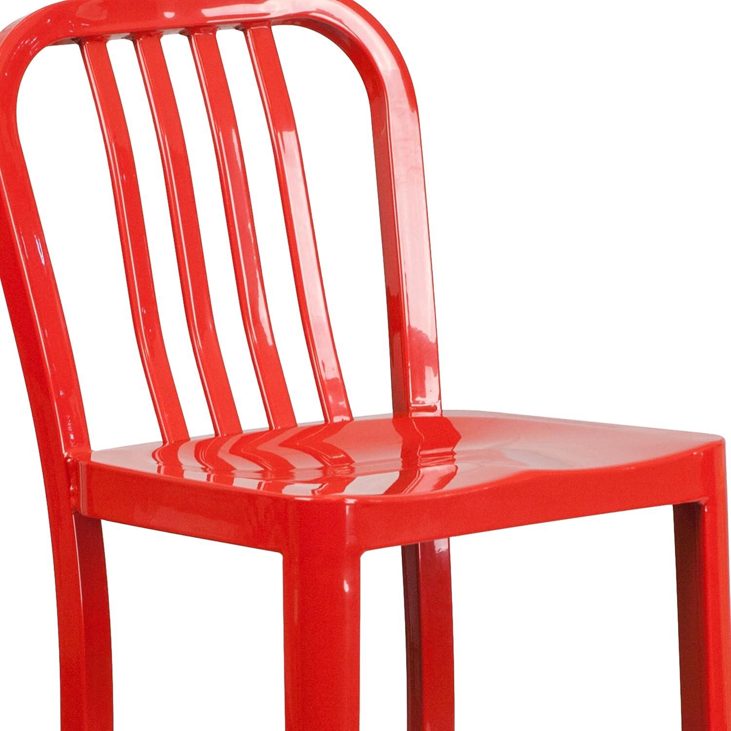 imageFlash Furniture Gael 30quot Commercial Metal Barstools with Footrest Vertical Slat Back Bar Height Stools for Restaurants and Kitchens Set of 2 SilverRed