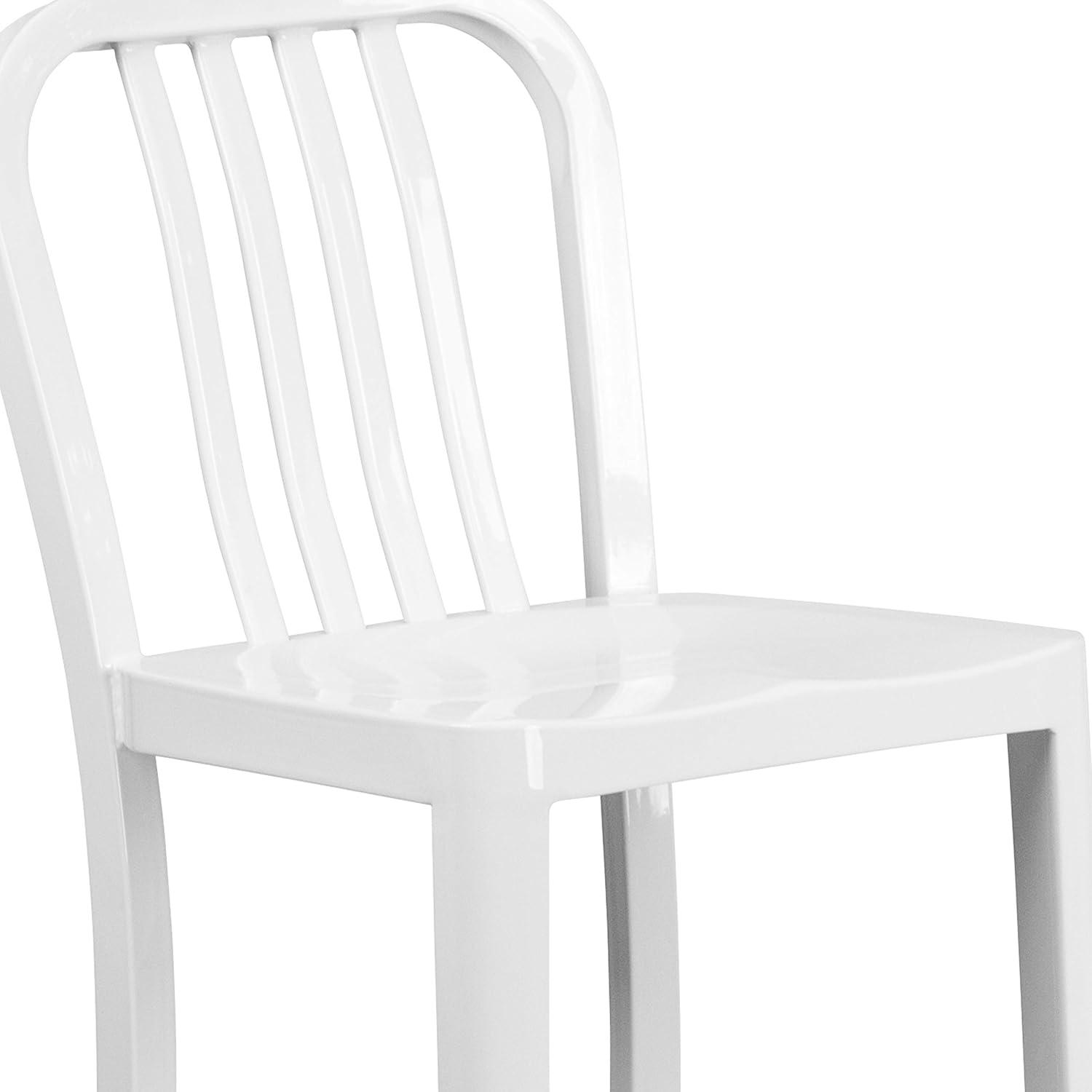 imageFlash Furniture Gael 30quot Commercial Metal Barstools with Footrest Vertical Slat Back Bar Height Stools for Restaurants and Kitchens Set of 2 SilverWhite