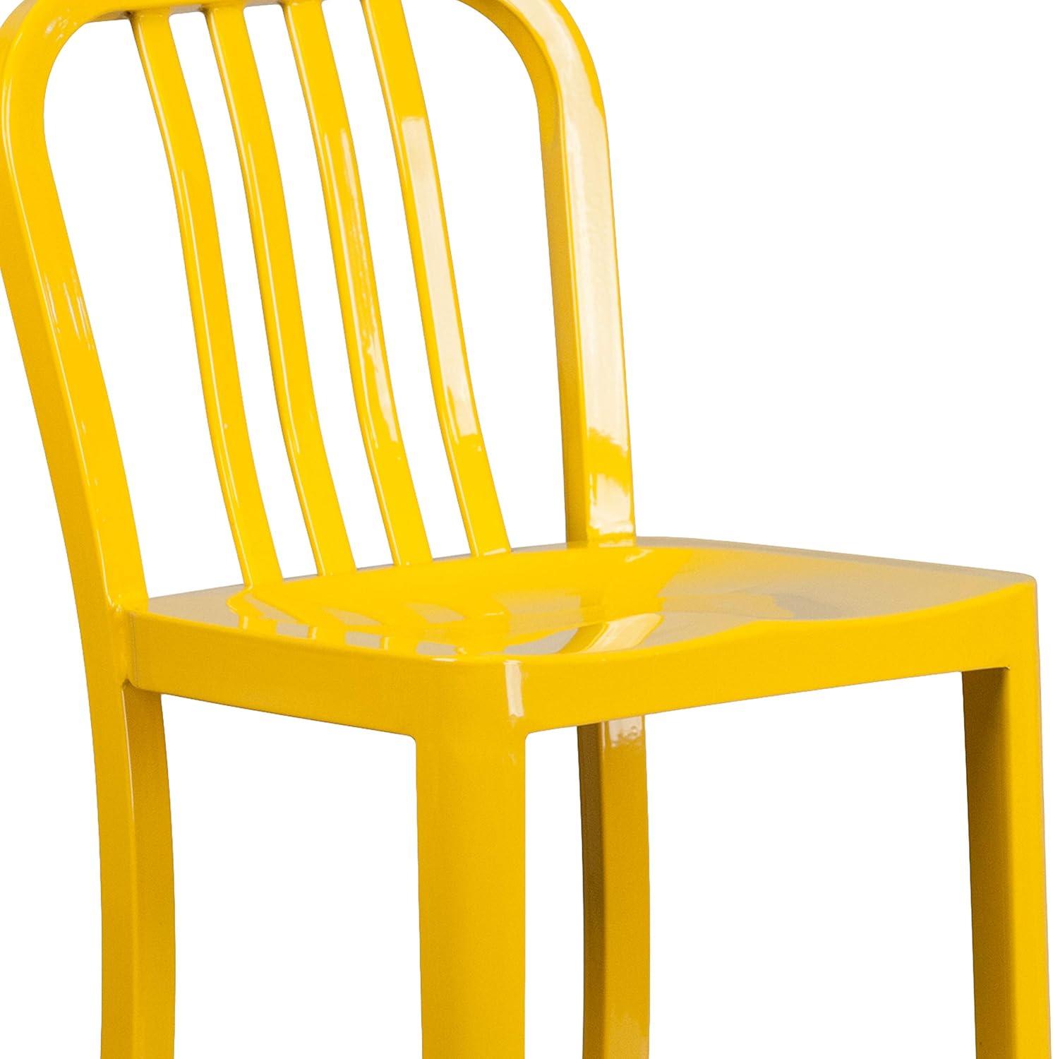 imageFlash Furniture Gael 30quot Commercial Metal Barstools with Footrest Vertical Slat Back Bar Height Stools for Restaurants and Kitchens Set of 2 SilverYellow