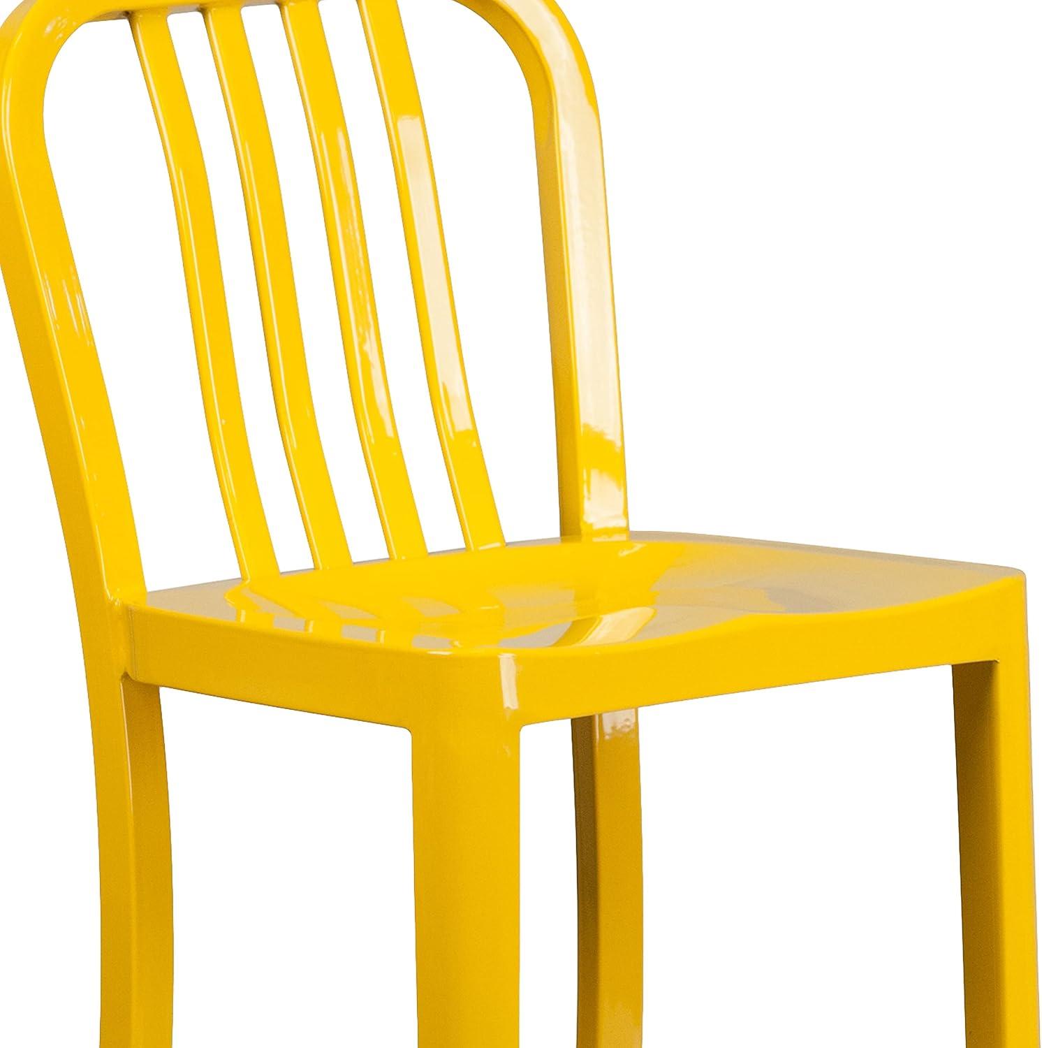 imageFlash Furniture Gael 30quot Commercial Metal Barstools with Footrest Vertical Slat Back Bar Height Stools for Restaurants and Kitchens Set of 2 SilverYellow