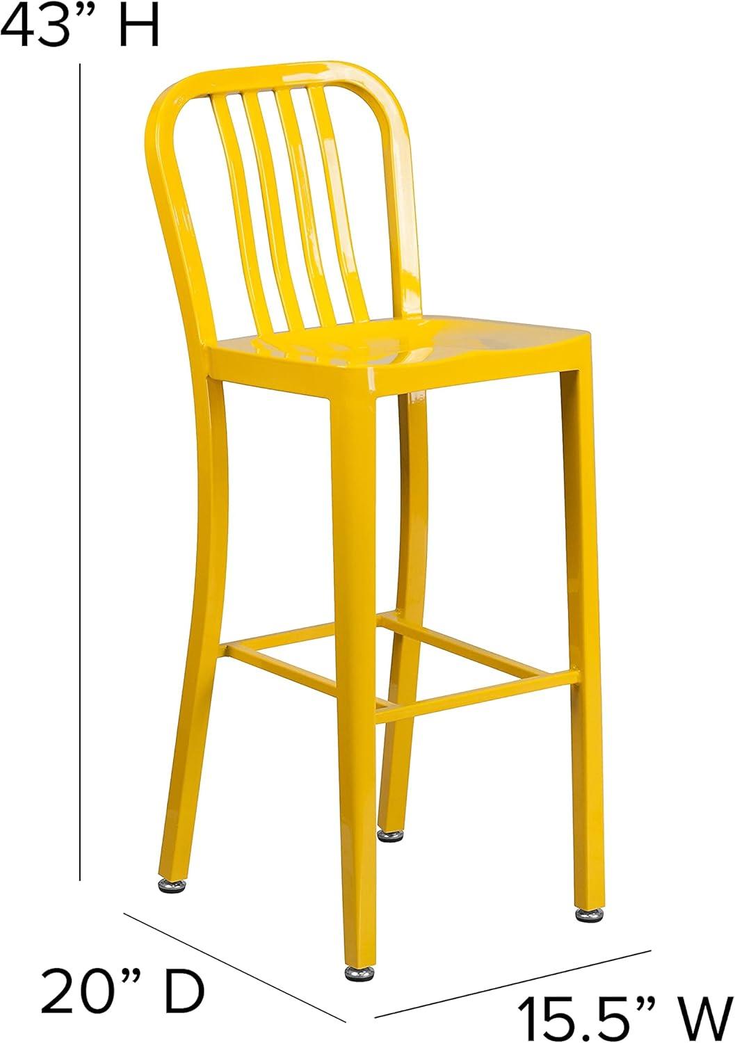 imageFlash Furniture Gael 30quot Commercial Metal Barstools with Footrest Vertical Slat Back Bar Height Stools for Restaurants and Kitchens Set of 2 SilverYellow