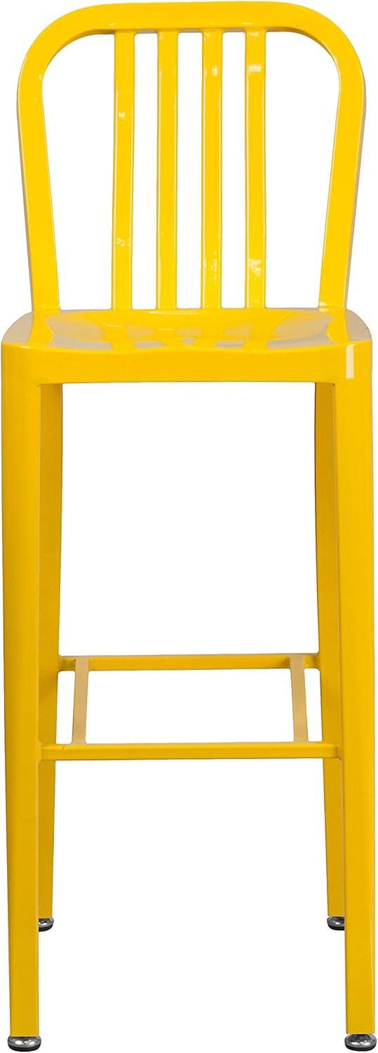 imageFlash Furniture Gael 30quot Commercial Metal Barstools with Footrest Vertical Slat Back Bar Height Stools for Restaurants and Kitchens Set of 2 SilverYellow