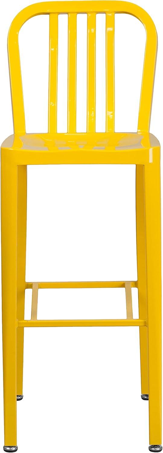 imageFlash Furniture Gael 30quot Commercial Metal Barstools with Footrest Vertical Slat Back Bar Height Stools for Restaurants and Kitchens Set of 2 SilverYellow