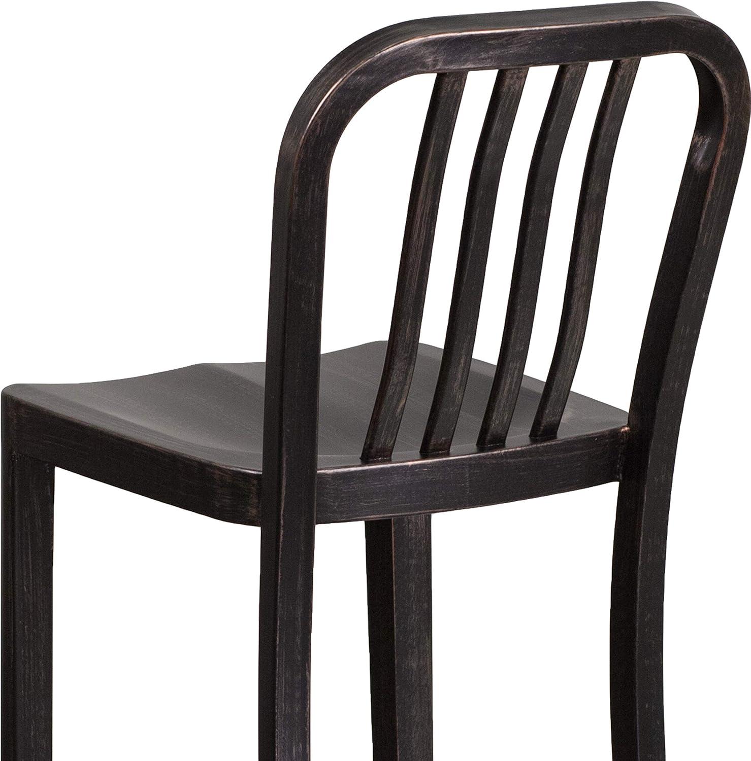 imageFlash Furniture Gael 30quot Commercial Metal Barstools with Footrest Vertical Slat Back Bar Height Stools for Restaurants and Kitchens Set of 2 SilverBlackantique Gold