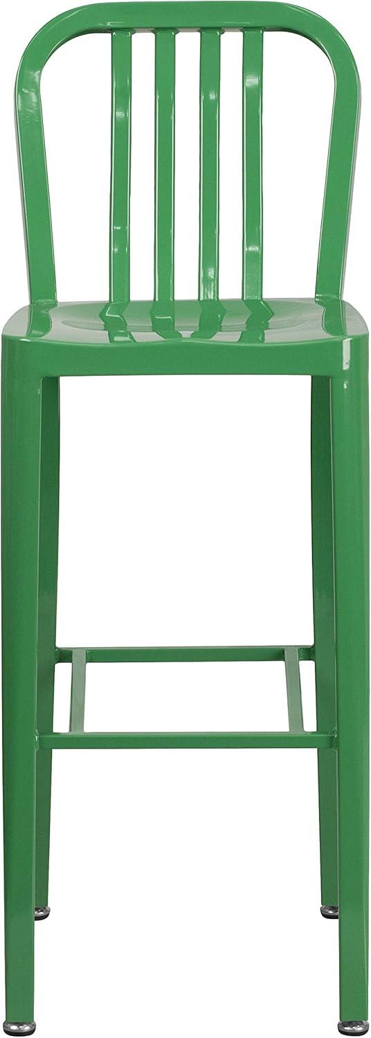 imageFlash Furniture Gael 30quot Commercial Metal Barstools with Footrest Vertical Slat Back Bar Height Stools for Restaurants and Kitchens Set of 2 SilverGreen