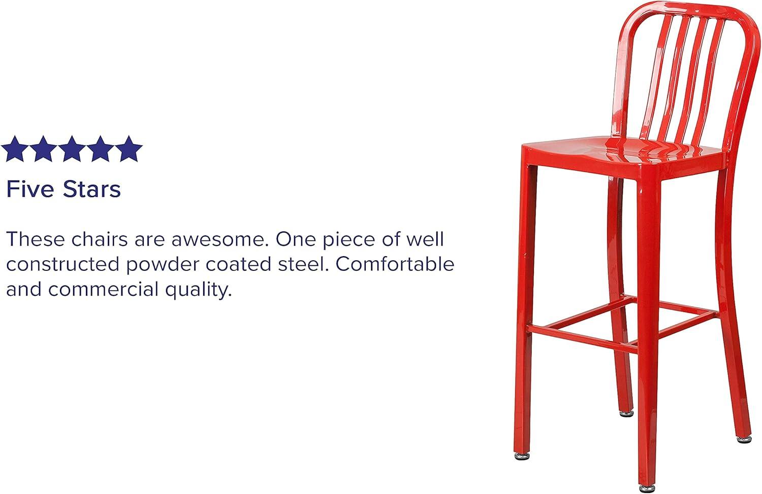 imageFlash Furniture Gael 30quot Commercial Metal Barstools with Footrest Vertical Slat Back Bar Height Stools for Restaurants and Kitchens Set of 2 SilverRed