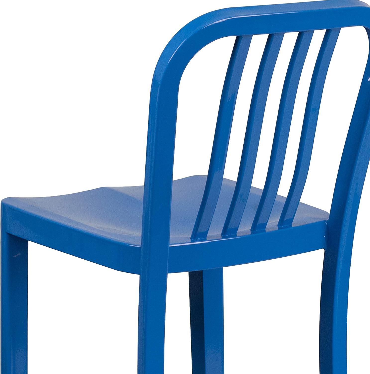 imageFlash Furniture Gael 30quot Commercial Metal Barstools with Footrest Vertical Slat Back Bar Height Stools for Restaurants and Kitchens Set of 2 SilverBlue