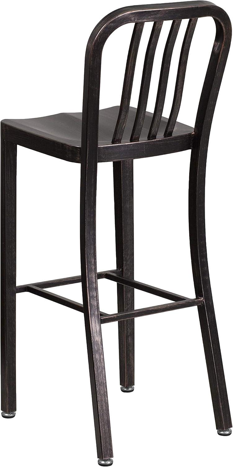 imageFlash Furniture Gael 30quot Commercial Metal Barstools with Footrest Vertical Slat Back Bar Height Stools for Restaurants and Kitchens Set of 2 SilverBlackantique Gold