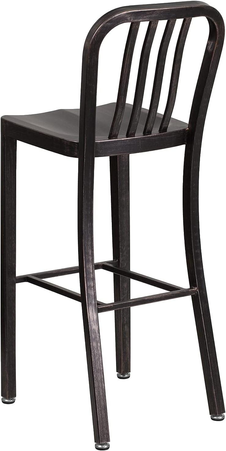 imageFlash Furniture Gael 30quot Commercial Metal Barstools with Footrest Vertical Slat Back Bar Height Stools for Restaurants and Kitchens Set of 2 SilverBlackantique Gold