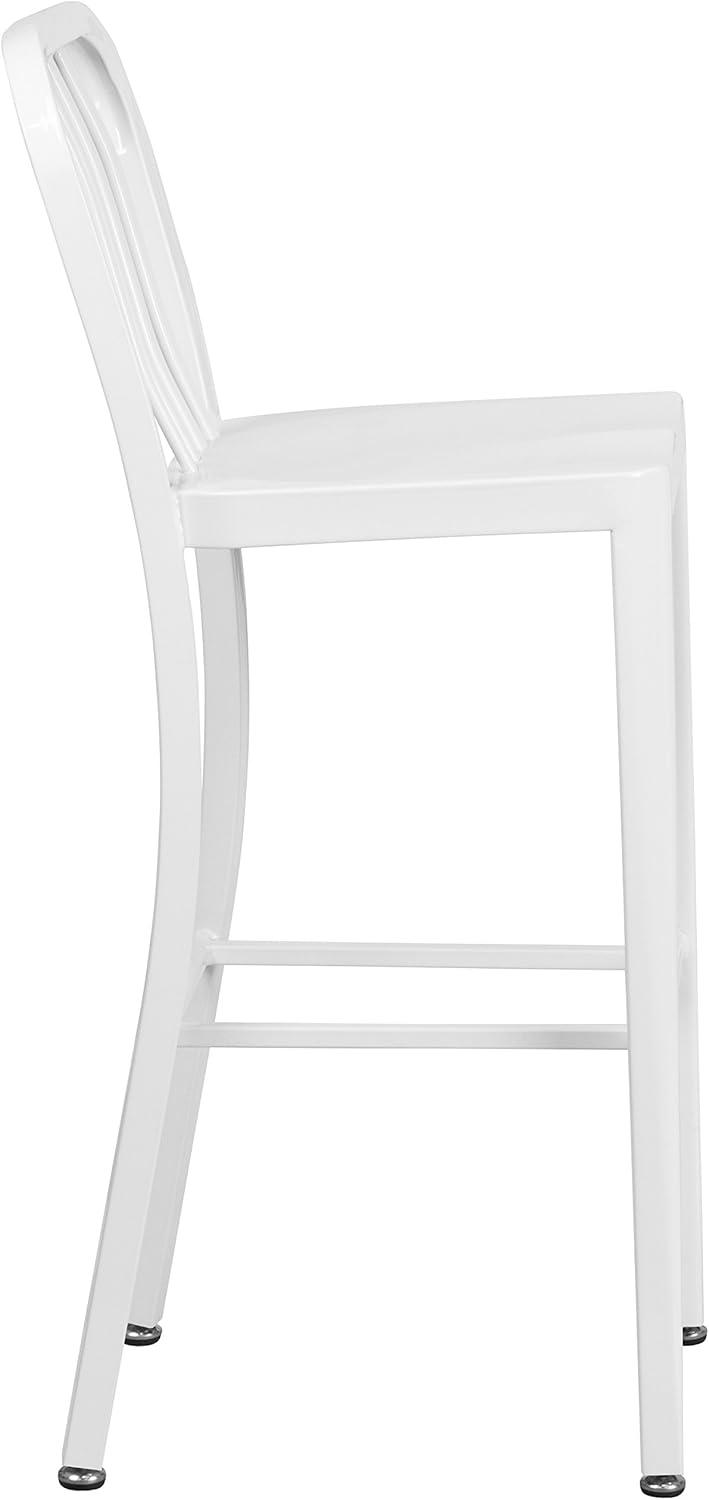 imageFlash Furniture Gael 30quot Commercial Metal Barstools with Footrest Vertical Slat Back Bar Height Stools for Restaurants and Kitchens Set of 2 SilverWhite