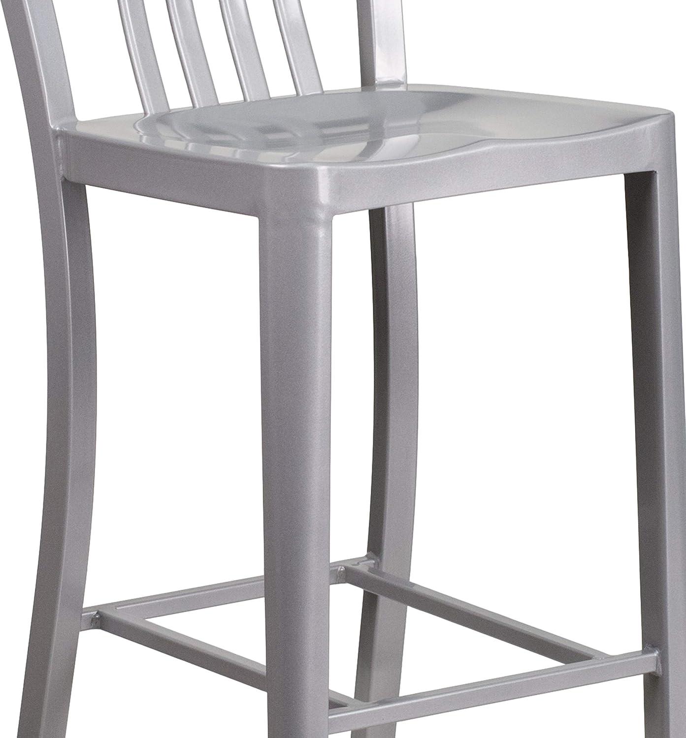 imageFlash Furniture Gael 30quot Commercial Metal Barstools with Footrest Vertical Slat Back Bar Height Stools for Restaurants and Kitchens Set of 2 SilverSilver