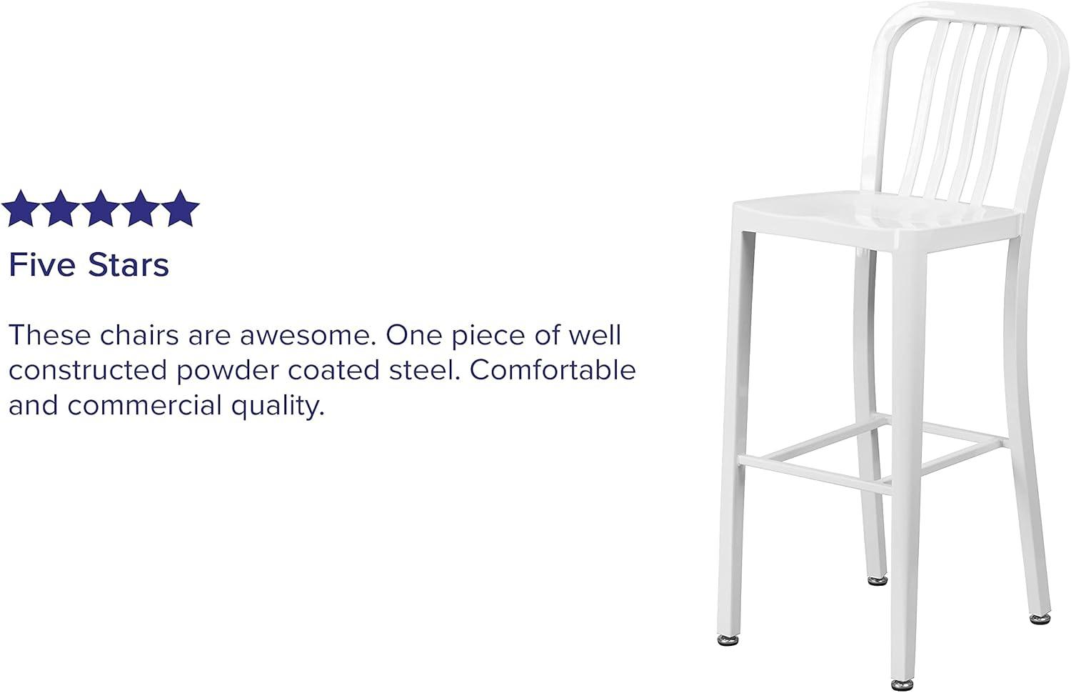 imageFlash Furniture Gael 30quot Commercial Metal Barstools with Footrest Vertical Slat Back Bar Height Stools for Restaurants and Kitchens Set of 2 SilverWhite