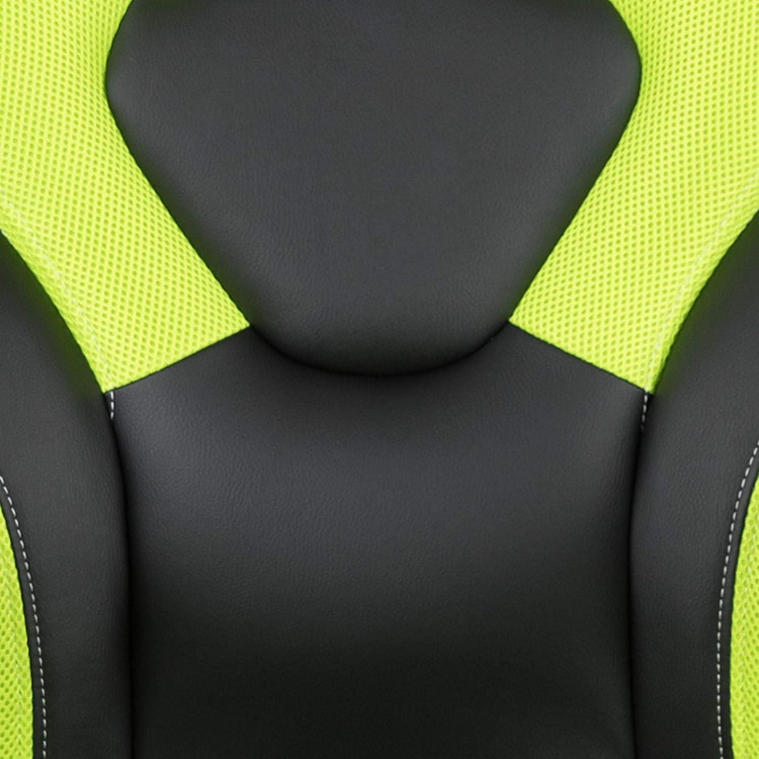 imageFlash Furniture Gaming Desk and Black Racing Chair SetCup HolderHeadphone HookRemovable Mouse Pad Top 2 Wire Management HolesGreen