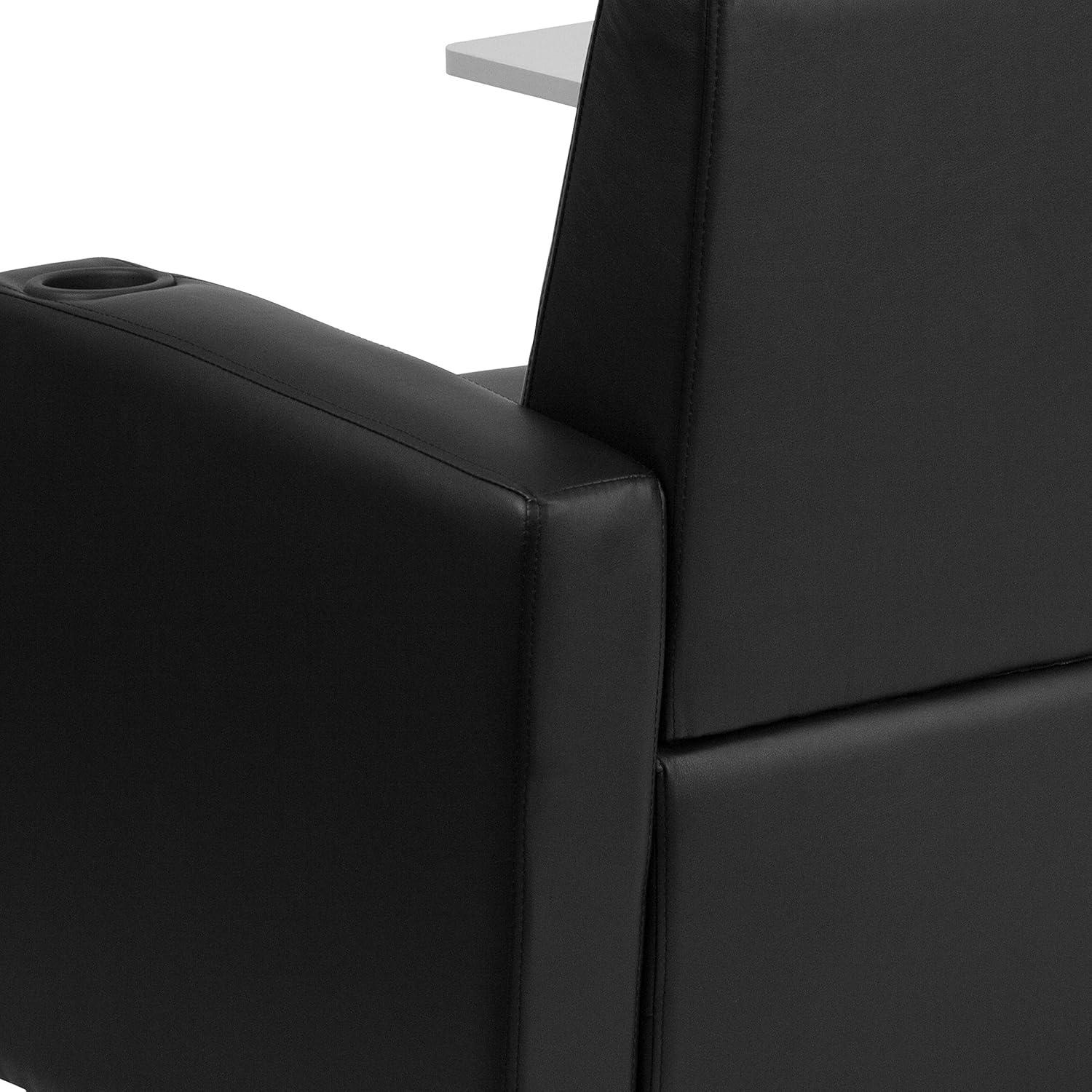 imageFlash Furniture George LeatherSoft Guest Chair with Tablet Arm and Cup Holder Upholstered Tablet Arm Chair for Offices and Waiting Rooms GrayBlack
