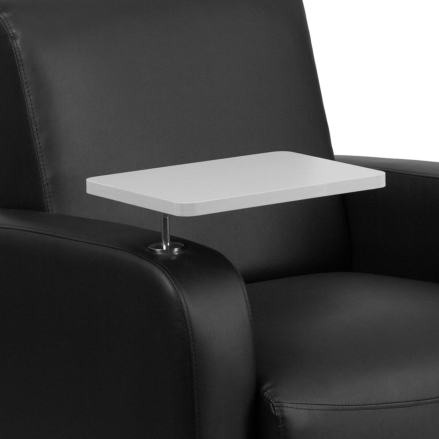 imageFlash Furniture George LeatherSoft Guest Chair with Tablet Arm and Cup Holder Upholstered Tablet Arm Chair for Offices and Waiting Rooms GrayBlack