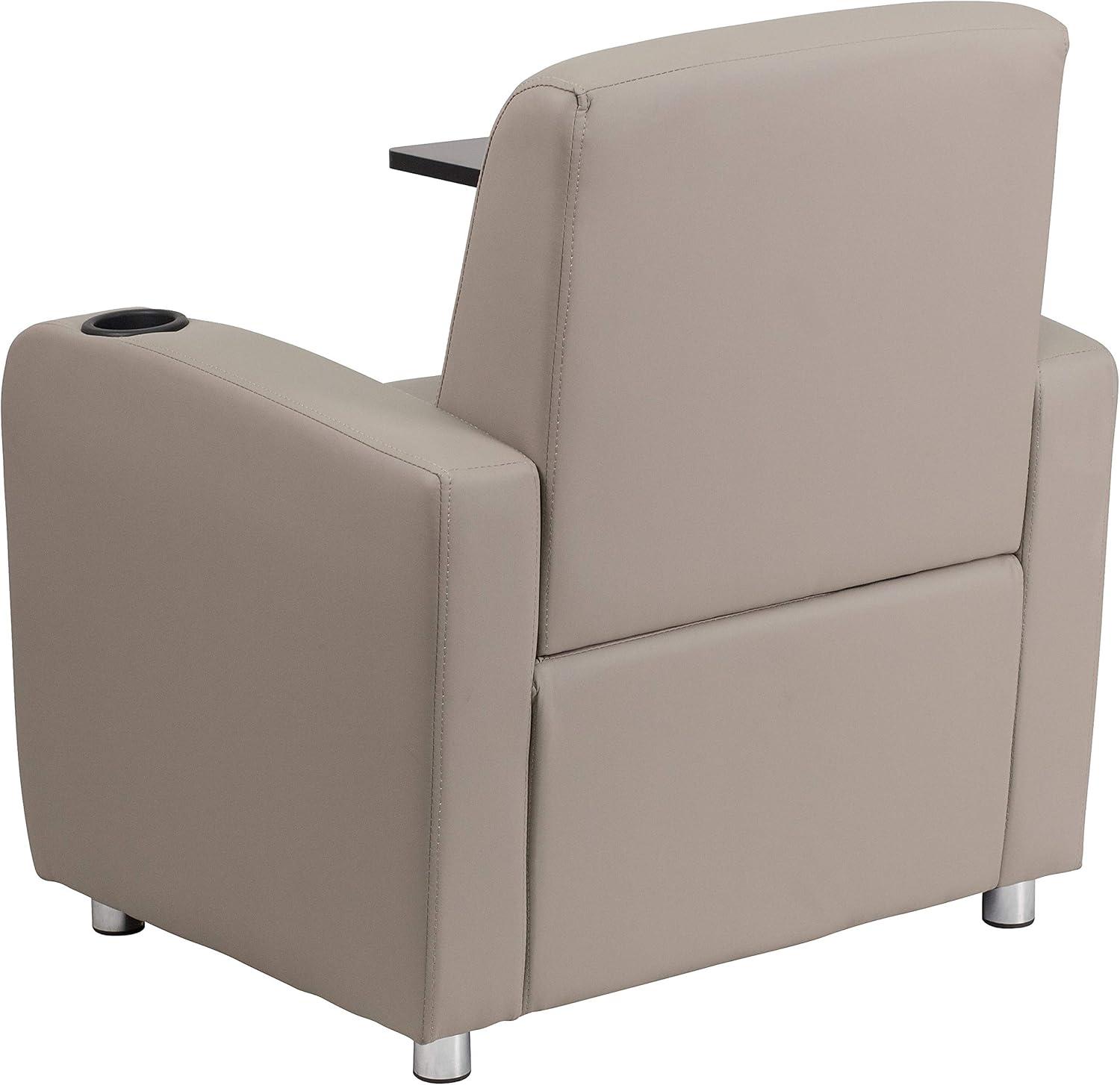 imageFlash Furniture George LeatherSoft Guest Chair with Tablet Arm and Cup Holder Upholstered Tablet Arm Chair for Offices and Waiting Rooms GrayGrey