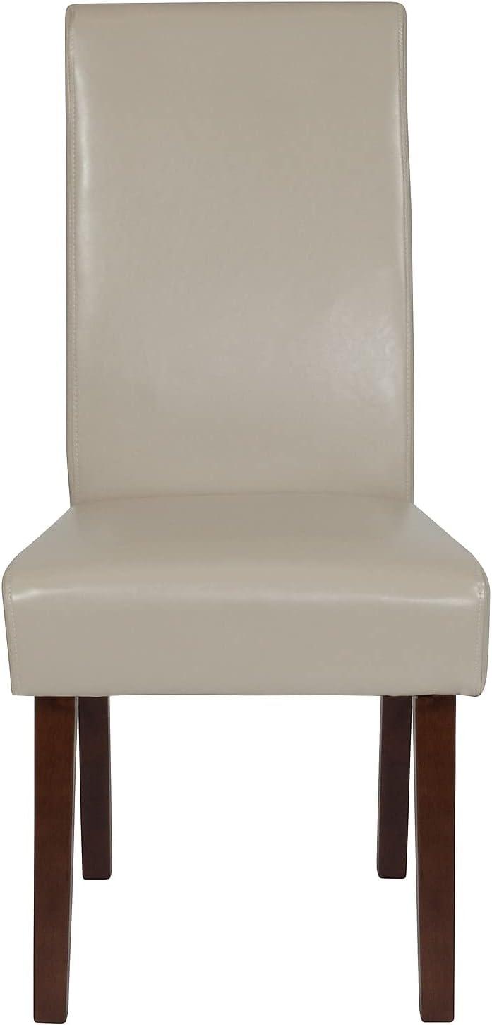 imageFlash Furniture Greenwich Series Black LeatherSoft Upholstered Panel Back MidCentury Parsons Dining ChairBeige Leathersoft