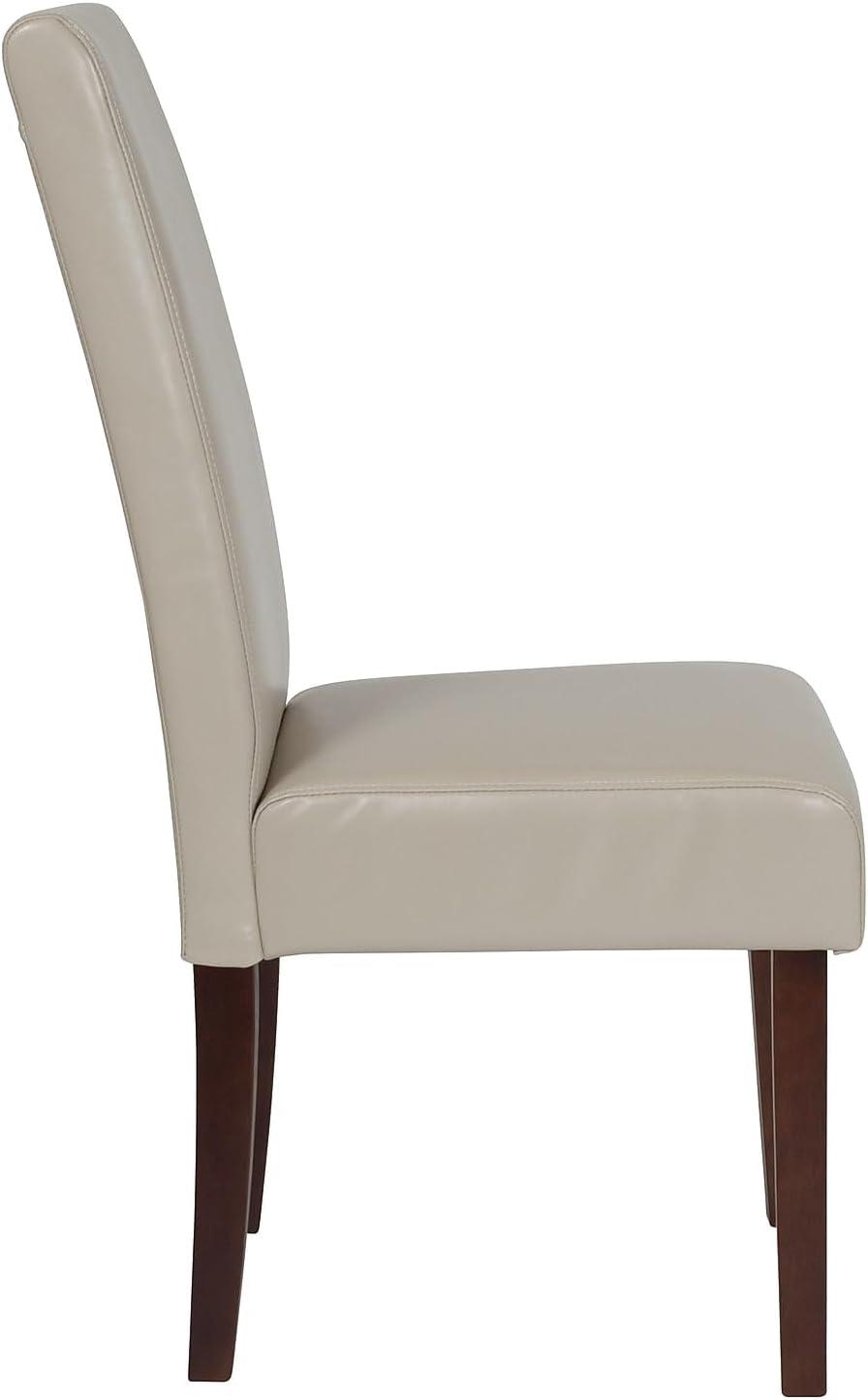 imageFlash Furniture Greenwich Series Black LeatherSoft Upholstered Panel Back MidCentury Parsons Dining ChairBeige Leathersoft