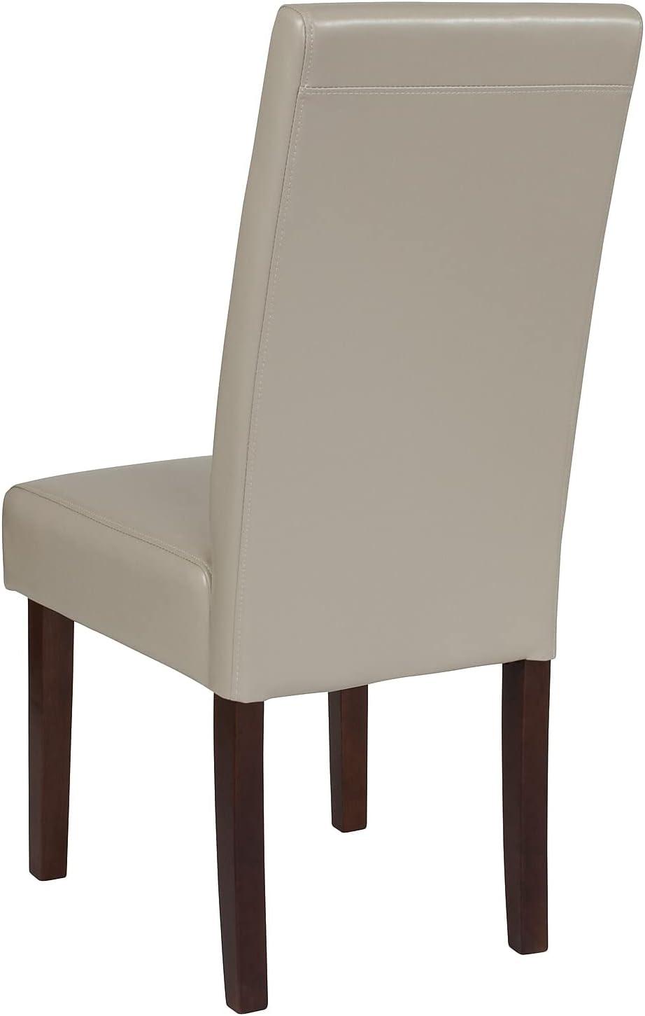 imageFlash Furniture Greenwich Series Black LeatherSoft Upholstered Panel Back MidCentury Parsons Dining ChairBeige Leathersoft