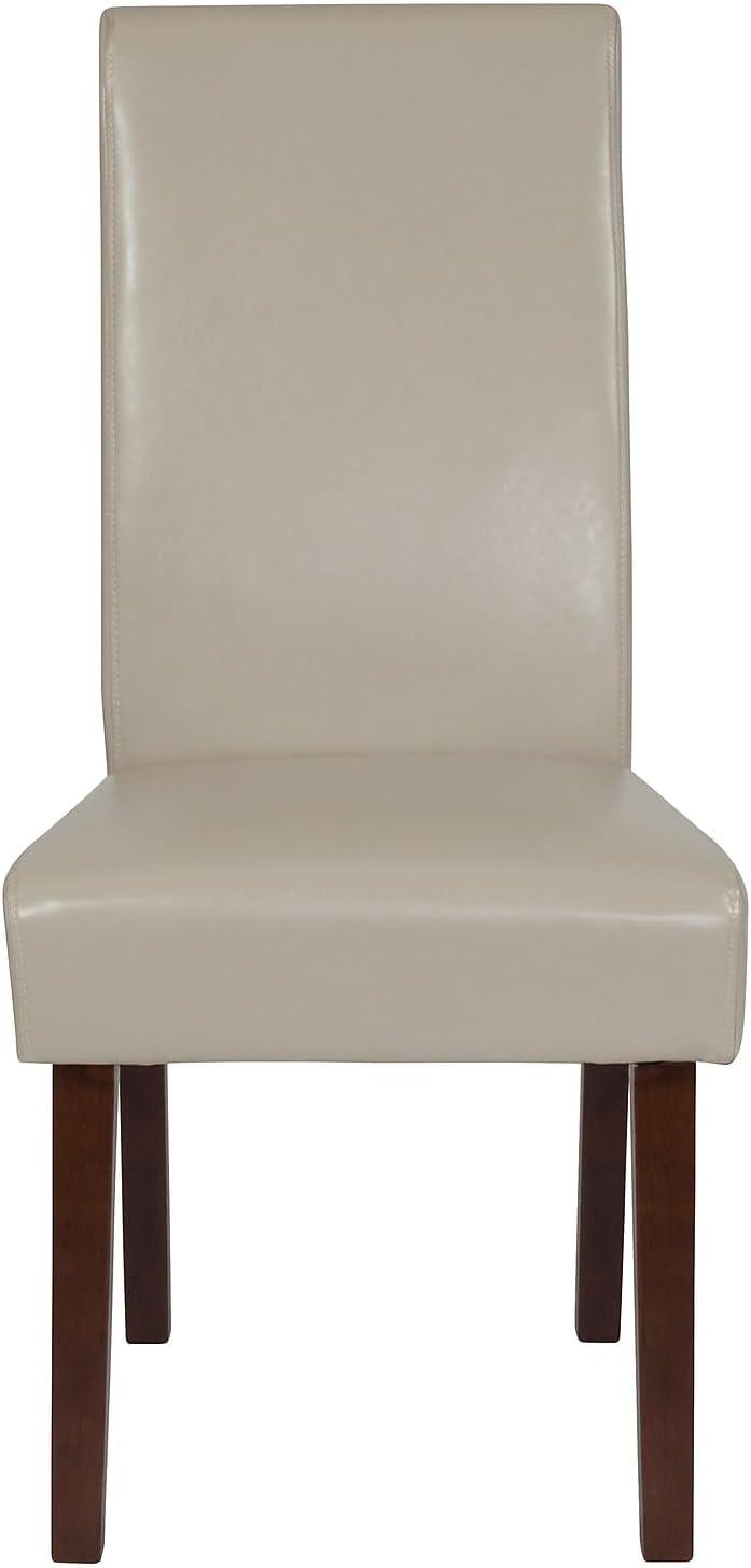 imageFlash Furniture Greenwich Series Black LeatherSoft Upholstered Panel Back MidCentury Parsons Dining ChairBeige Leathersoft