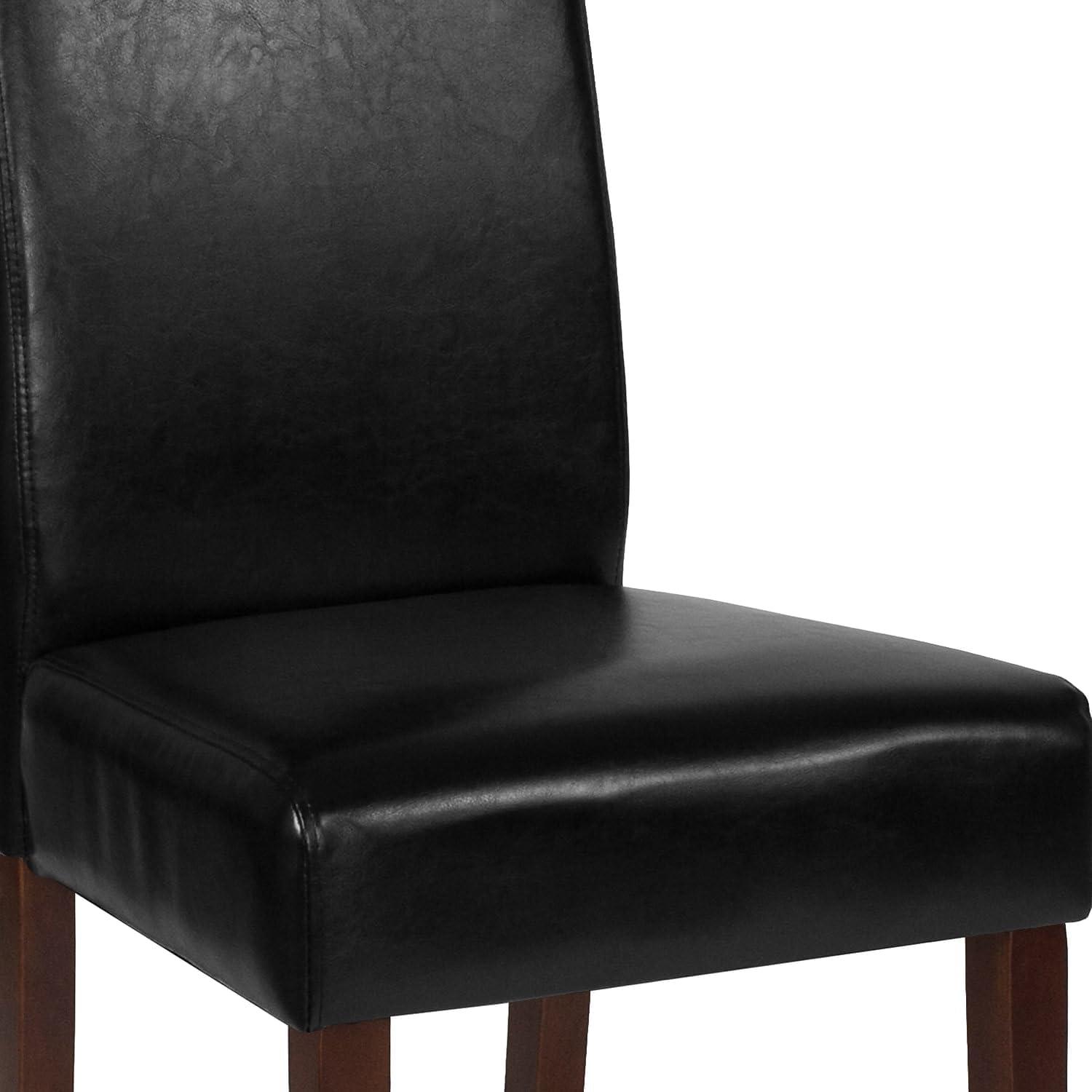 imageFlash Furniture Greenwich Series Black LeatherSoft Upholstered Panel Back MidCentury Parsons Dining ChairBlack Leathersoft