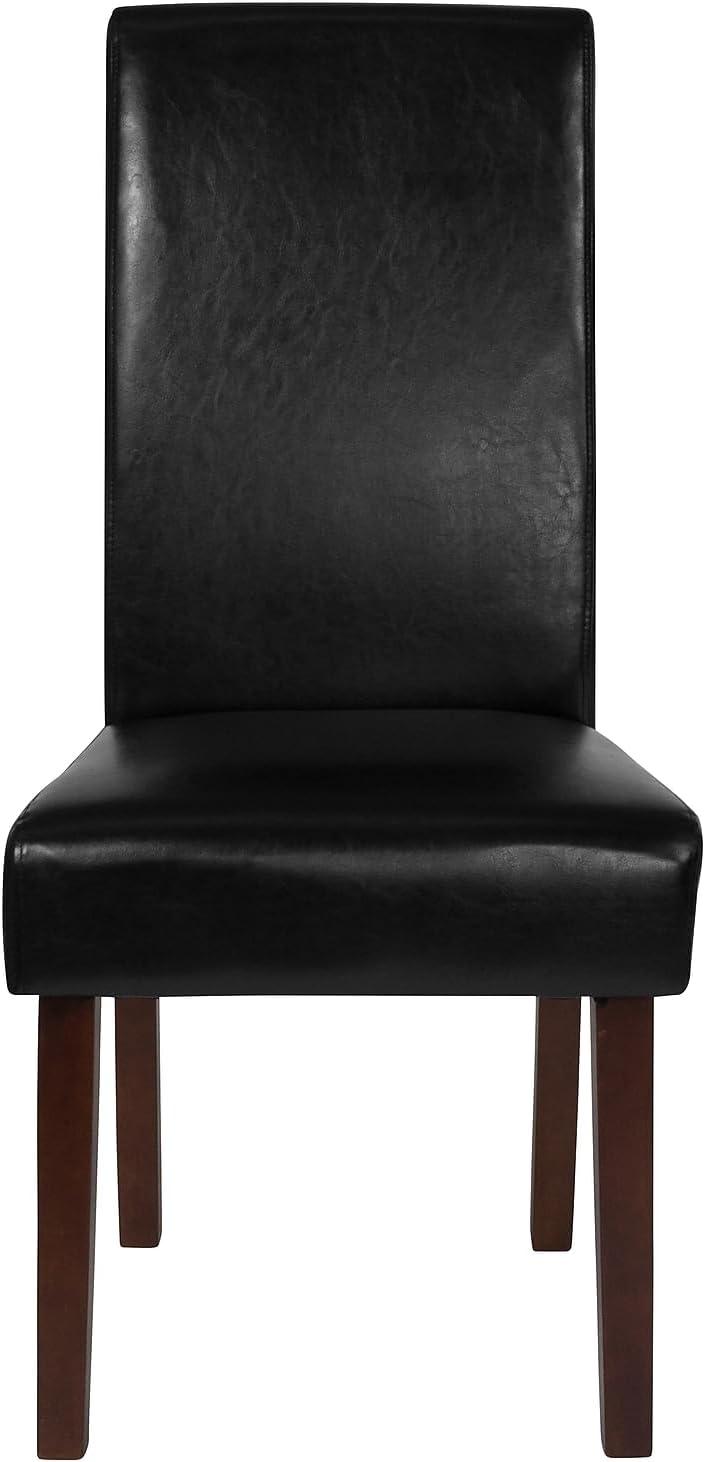 imageFlash Furniture Greenwich Series Black LeatherSoft Upholstered Panel Back MidCentury Parsons Dining ChairBlack Leathersoft