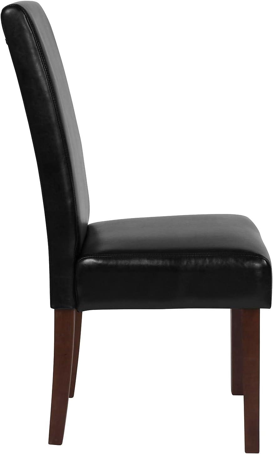 imageFlash Furniture Greenwich Series Black LeatherSoft Upholstered Panel Back MidCentury Parsons Dining ChairBlack Leathersoft