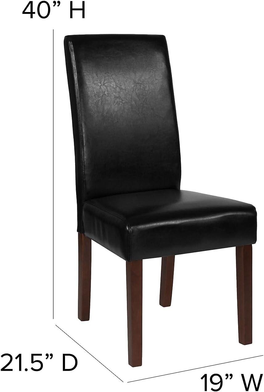 imageFlash Furniture Greenwich Series Black LeatherSoft Upholstered Panel Back MidCentury Parsons Dining ChairBlack Leathersoft